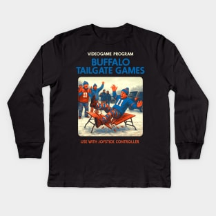 Buffalo Tailgate Games Retro Videogame Cartridge Art Kids Long Sleeve T-Shirt